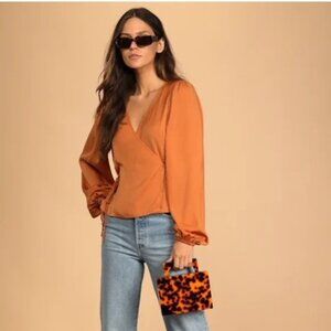 NWT Lulus satin wrap top